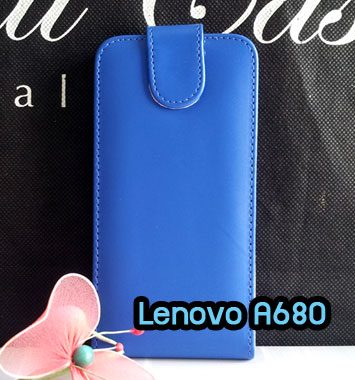 M1102-03 เคสหนังเปิดขึ้น-ลง Lenovo A680 สีน้ำเงิน