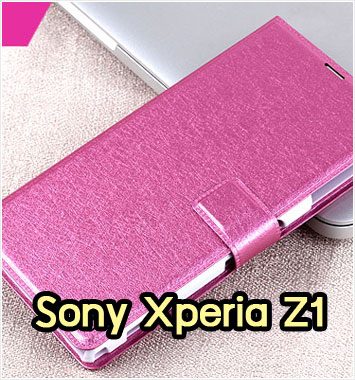 M1100-01 เคสฝาพับ Sony Xperia Z1 สีกุหลาบ
