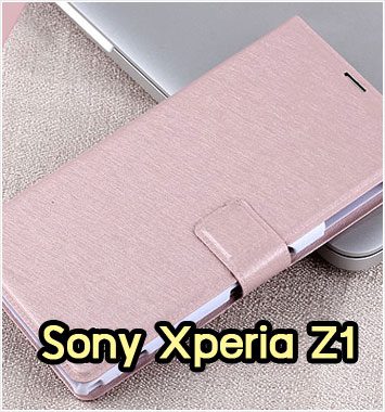 M1100-02 เคสฝาพับ Sony Xperia Z1 สีชมพู