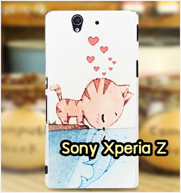 M1140-12 เคสแข็ง Sony Xperia Z ลาย Cat & Fish