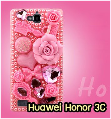 M1143-09 เคสประดับ Huawei Honor 3C ลายกุหลาบชมพู