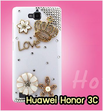 M1143-10 เคสประดับ Huawei Honor 3C ลายมงกุฏรัก