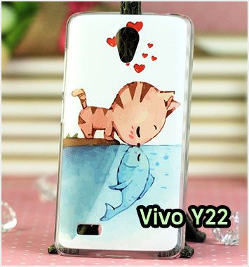 M1157-08 เคสแข็ง Vivo Y22 ลาย Cat & Fish