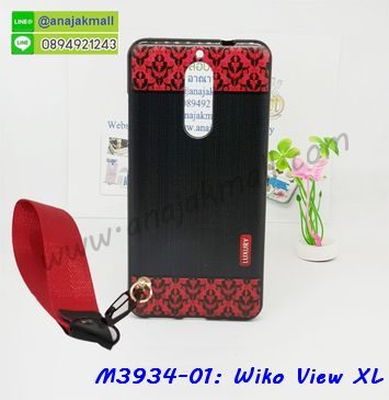 M3934-01 เคสยาง Wiko View XL ลาย Red Luxury พร้อมสายคล้องมือ