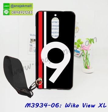 M3934-06 เคสยาง Wiko View XL ลาย Number9 พร้อมสายคล้องมือ