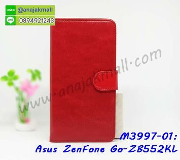 M3997-01 เคสฝาพับไดอารี่ Asus ZenFone Go-ZB552KL สีแดงเข้ม