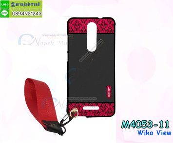 M4053-11 เคสยาง Wiko View ลาย Red Luxury พร้อมสายคล้องมือ