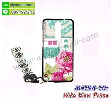 M4198-10 เคสยาง Wiko View Prime ลาย Flower V02 พร้อมสายคล้องมือ