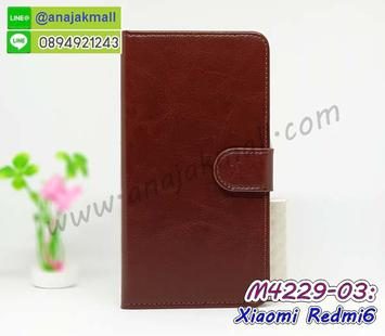 M4229-03 เคสฝาพับไดอารี่ Xiaomi Redmi6 สีน้ำตาล
