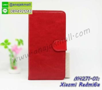 M4271-01 เคสฝาพับไดอารี่ Xiaomi Redmi6a สีแดงเข้ม