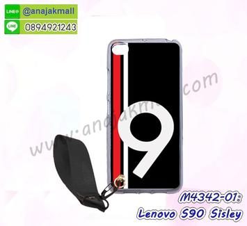 M4342-01 เคสยาง Lenovo S90 Sisley ลาย Number9 พร้อมสายคล้องมือ