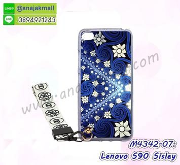 M4342-07 เคสยาง Lenovo S90 Sisley ลาย Flower V05 พร้อมสายคล้องมือ