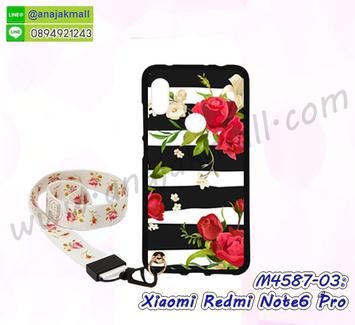 M4587-03 เคสยาง Xiaomi Redmi Note6Pro ลาย Flower V03 พร้อมสายคล้องคอ