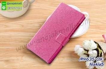 M4635-04 เคสหนังฝาพับ Nokia5 สีชมพู