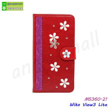 M5360-21 เคสฝาพับ Wiko View3 lite แต่งคริสตัลฟรุ้งฟริ้ง ลาย 21