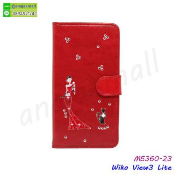 M5360-23 เคสฝาพับ Wiko View3 lite แต่งคริสตัลฟรุ้งฟริ้ง ลาย 23